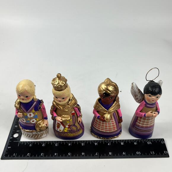 Mexican Large 13pc Handmade Clay Nativity Set Folk Art Purple Painted Peruvian - Picture 13 of 16